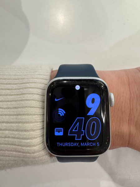 Kristin Ratzlaff smart watch, featuring her favorite typeface, Futura.