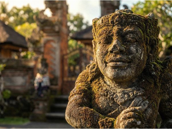 A stone carving in Ubud, Bali.