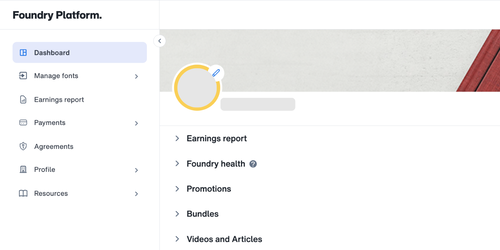 Foundry platform for managing fonts, pricing, promotions, reports, and agreements