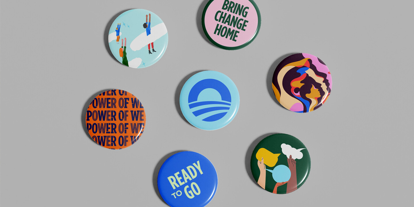 Bank of Friends typographic buttons