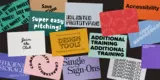 Cards showing phrases such as super easy pitching and unlimited prototyping