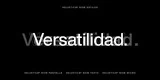 Se muestran tres estilos de Helvetica Now sobrepuestos en la palabra «versatilidad»