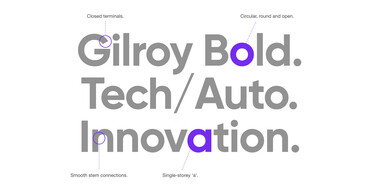 Attributes of Gilroy Bold typeface that make it unique.