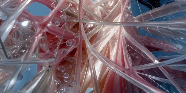 Image combining photography and AI of connections and water bubbles. Image combining photography and AI of connections and water bubbles.