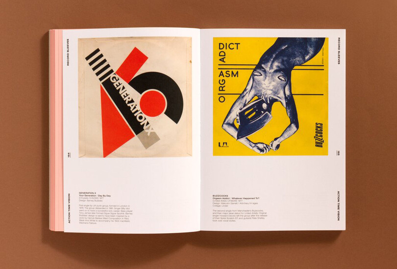 Album cover designs by Barney Bubbles and Malcolm Garrett, featured in Action Time Vision.