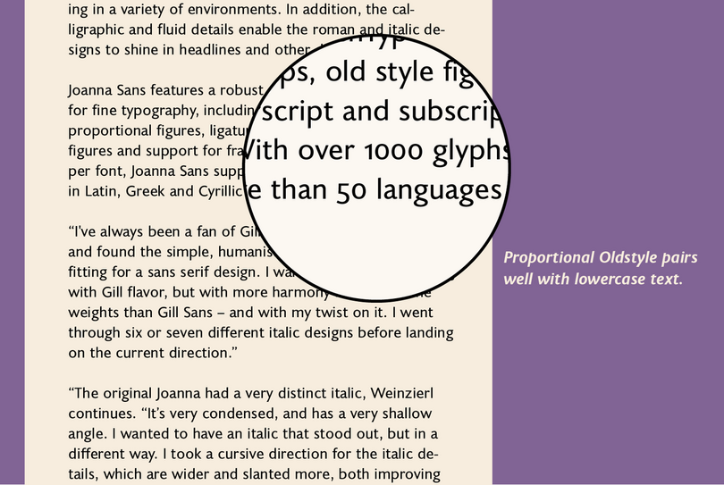 Proportional Oldstyle pairs well with lowercase text.