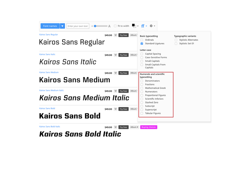 Numerals and scientific typesetting