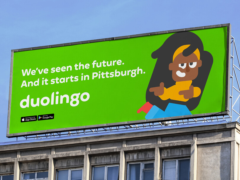 Eine eigene benutzerdefinierte Schrift (mit Flügeln) für Duolingo.