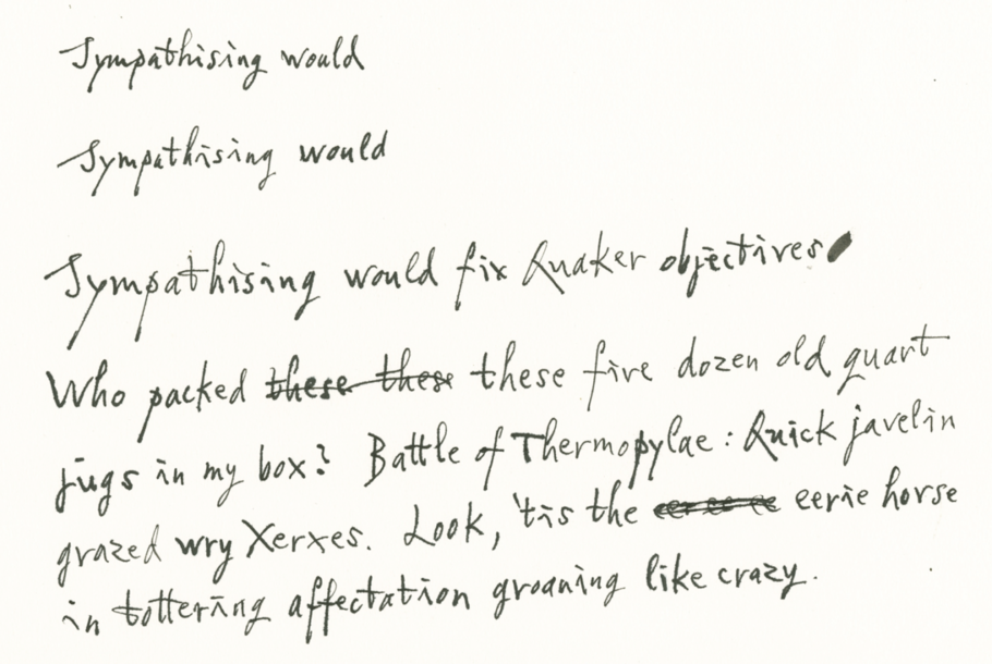 Quentin Blake's handwriting samples