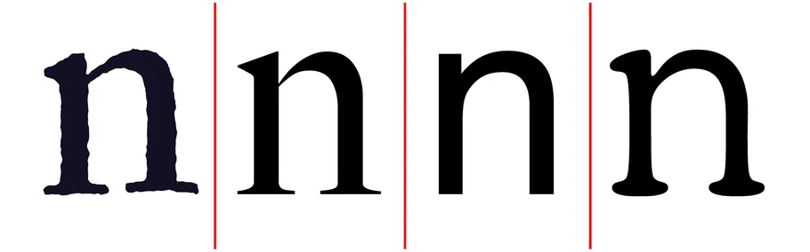 "n n n n" showcasing serif and sans serif 