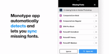 Sync fonts with the Monotype App.